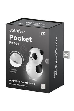 Вакуумно-волновой стимулятор Satisfyer Pocket Panda, силикон, чёрно-белый