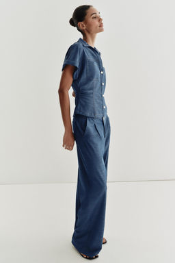 CAMISA ENTALLADA DRAPEADA / Azul - Zara фото 4