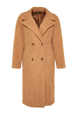 Camel Oversize Genis Kesim Uzun Buklet Kaban TWOAW24KB00037