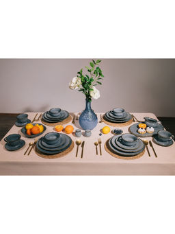 Блюдо сервировочное Magistro Alpine Frost, 33×22.8×2.5 см, овальное, фарфор, голубовато-серый