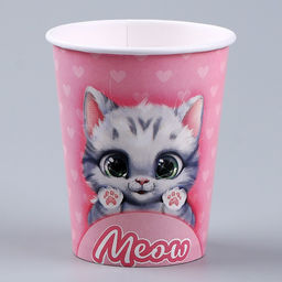 Набор бумажной посуды Котик: 6 тарелок, 1 гирлянда, 6 стаканов - Страна карнавалия фото 6