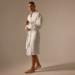 Халат вафельный мужской SL HOME: Waffle «Блан де Блан», размер XL, хлопок 100%, белый