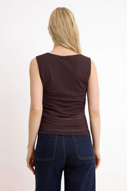 Cok Renkli Cicekli Fitted/Vucuda Oturan Kolsuz Buzgulu Tul Orme Bluz TWOSS26BZ00468 - Trendyolmilla фото 4