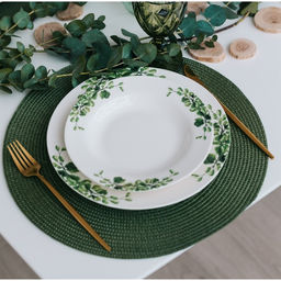 Цена за 12 шт. Салфетка сервировочная на стол Доляна Лофт, d=38 см, цвет зелёный  фото 5