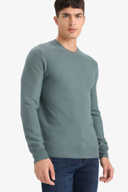 Standart Fit Bisiklet Yaka Basic Dokulu Triko Kazak