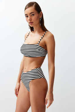TRENDYOLMILLA Siyah-Beyaz Dokulu Yuksek Bel High Leg Hipster Bikini Alt? TBESS24BA00129 фото 6