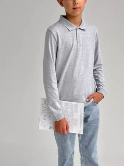 CRB wear / CWJB 63156-11 Рубашка-поло для мальчика,светло-серый меланж/Ex.Cherubino