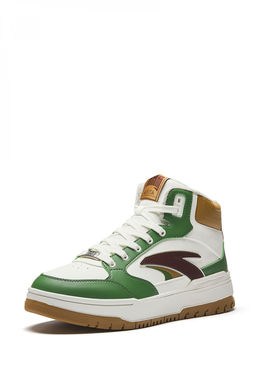 Кеды повседневные утепленные Бежевый/Зеленый/Коричневый