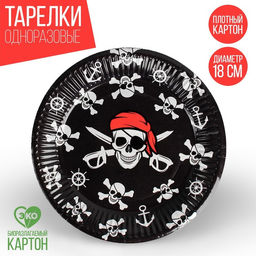 Цена за 10 шт. Тарелка бумажная Пират, 18 см