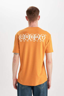 Футболка из плотной ткани обычного кроя с круглым вырезом и принтом на спине с короткими рукавами - Defacto фото 10