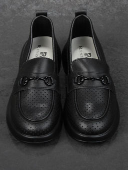 03-YD14-3D BLACK Лоферы женские (натуральная кожа)