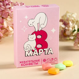 Жевательные конфеты 8 марта, вкус: ассорти, 70 г.