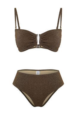 TRENDYOLMILLA Vizon Straplez Aksesuarl? Simli Premium Kumasl? Brazilian Bikini Tak?m? TBESS24BT00054 фото 12