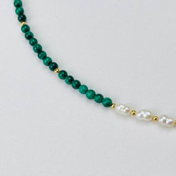 Колье из Малахита и Жемчуга 38 см +