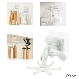 Крючок настенный самоклеящийся Человечек / K-709 /уп 200/белый