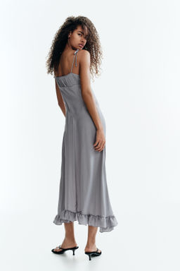 Vestido con tirantes de lazo y bajo de volante - H&m фото 3