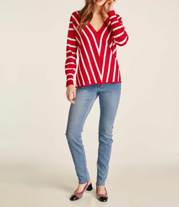 Пуловер, красно-белый - Heine фото 3