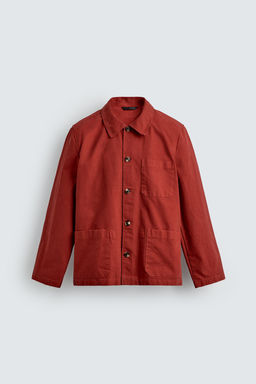 SOBRECAMISA REGULAR FIT LAVADO / Rojo - Zara фото 6