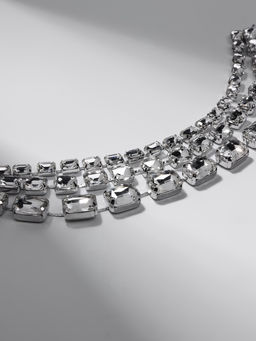 Чокер-колье Сияние трио на увеличение, цвет белый в серебре, 36 см