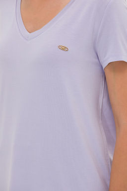 Женская сиреневая базовая футболка с v-образным вырезом Неожиданная скидка в корзине - U.s. polo assn фото 7