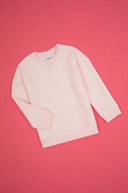 K_z _ocuk A__k Pembe Bisiklet Yaka Basic Sweatshirt Sepette S_rpriz _ndirim