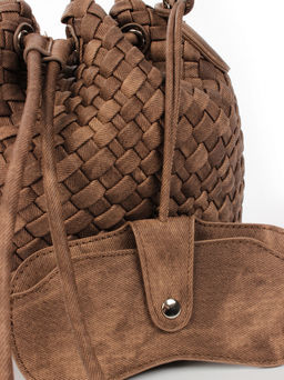 LACCOMA сумка СУ038-винтаж коричневый эко кожа хлопок  фото 3