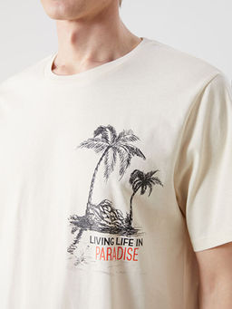 Bisiklet Yaka K?sa Kollu Bask?l? Penye Erkek Ti??rt