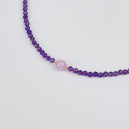 Колье из Аметиста и Кунцита 38 см +