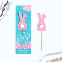 Цена за 2 шт. Топпер для украшения кулича «Кролик» на пасху, 7×3.7 см