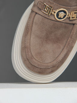 Лоферы туфли 173.1453be.Коричневый капучино замша