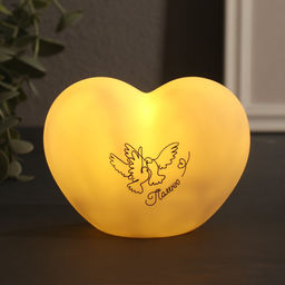 Фигурка светящаяся RISALUX Сердце. Голуби, LED-ночник, 3хLR44, 8?11?7 см