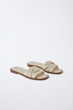 FLAT CRISS-CROSS SANDALS WITH STUDS - Zara фото 2