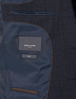 Lacivert Slim Fit Y_n Kar___ml_ Ekose Tak_m Elbise