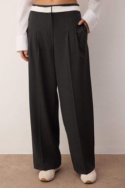 Antrasit Bel Ek Kumas Detayl? Wide Leg/Genis Paca Kumas Pantolon TWOAW26PL00048