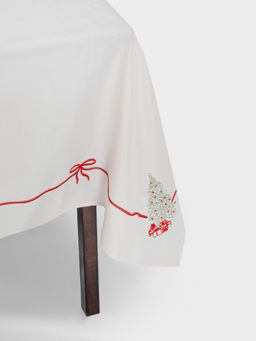 Скатерть, 160х160 см, полиэстер, бежевая, Елка с подарками, Festival - Anna lafarg фото 2