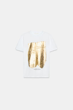 CAMISETA METALIZADA MANGA CORTA / Dorado