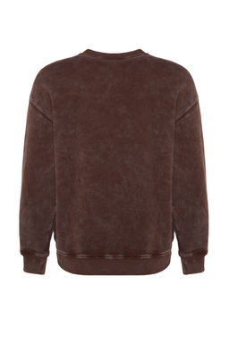 TRENDYOLMILLA Antrasit Eskitme/Soluk Efektli Kal?n Ici Polarl? Inci Detayl? Regular Orme Sweatshirt TWOAW24SW00152  фото 10