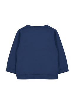 Indigo Erkek Cocuk Mevsimlik-Ince Dinozor Desenli Bisiklet Yaka Orme Sweatshirt TKDAW25SW00005