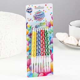 Свечи в торт Ромбик с подставкой, 14 см, 8 шт - Страна карнавалия фото 9