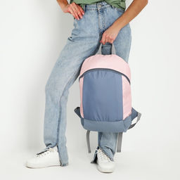 Рюкзак текстильный 46х30х10 см, вертикальный карман, цвет серый, розовый - Nazamok фото 8