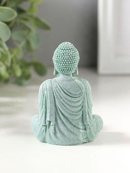 Подсвечник/подставка под конус полистоун "Будда и лотос" зелёный d=1,5 см 7,7х5,5х9 см