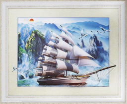 Картина 5D 40х50 047 Парусник/ CH752 White/