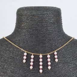 Колье на цепочке из Розового кварца и Граната