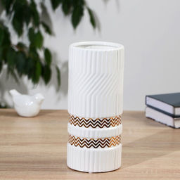 Керамическая ваза для цветов, сухоцветов «Адель», настольная, 22.5 см, белый