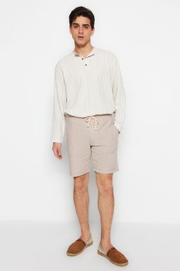TRENDYOL MAN Ekru Regular Fit Keten Gorunumlu Sort TMNSS23SR00030 - Trendyolmilla фото 11