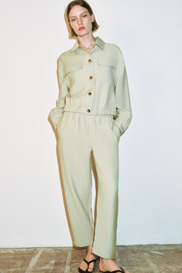 PANTAL?N CARROT CINTURA EL?STICA / Verde agua