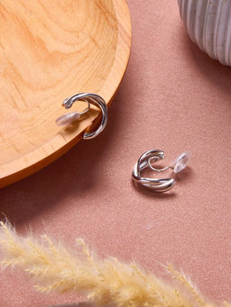 Клипсы для ушей QF Тренд полукруг, цвет серебро