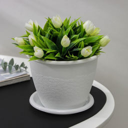 Цена за 2 шт. Горшок с поддоном «Розалия», 1.2 л, белый