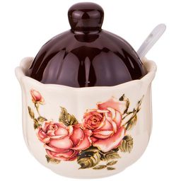САХАРНИЦА С ЛОЖКОЙ КОРЕЙСКАЯ РОЗА 10*10*12 СМ / 280 МЛ