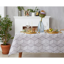 Набор Доляна скатерть 145х200см/салфетки 40х40см 4шт, Тренд бел, 100%пэ, рогожка 200 гр/м  фото 3